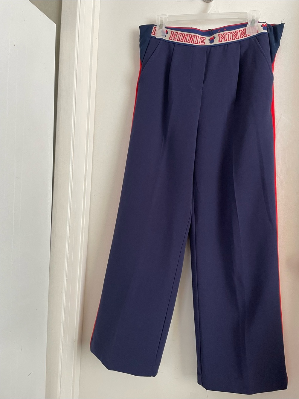 Disney Navy Straight-Leg Pants with Red Side Stripe
